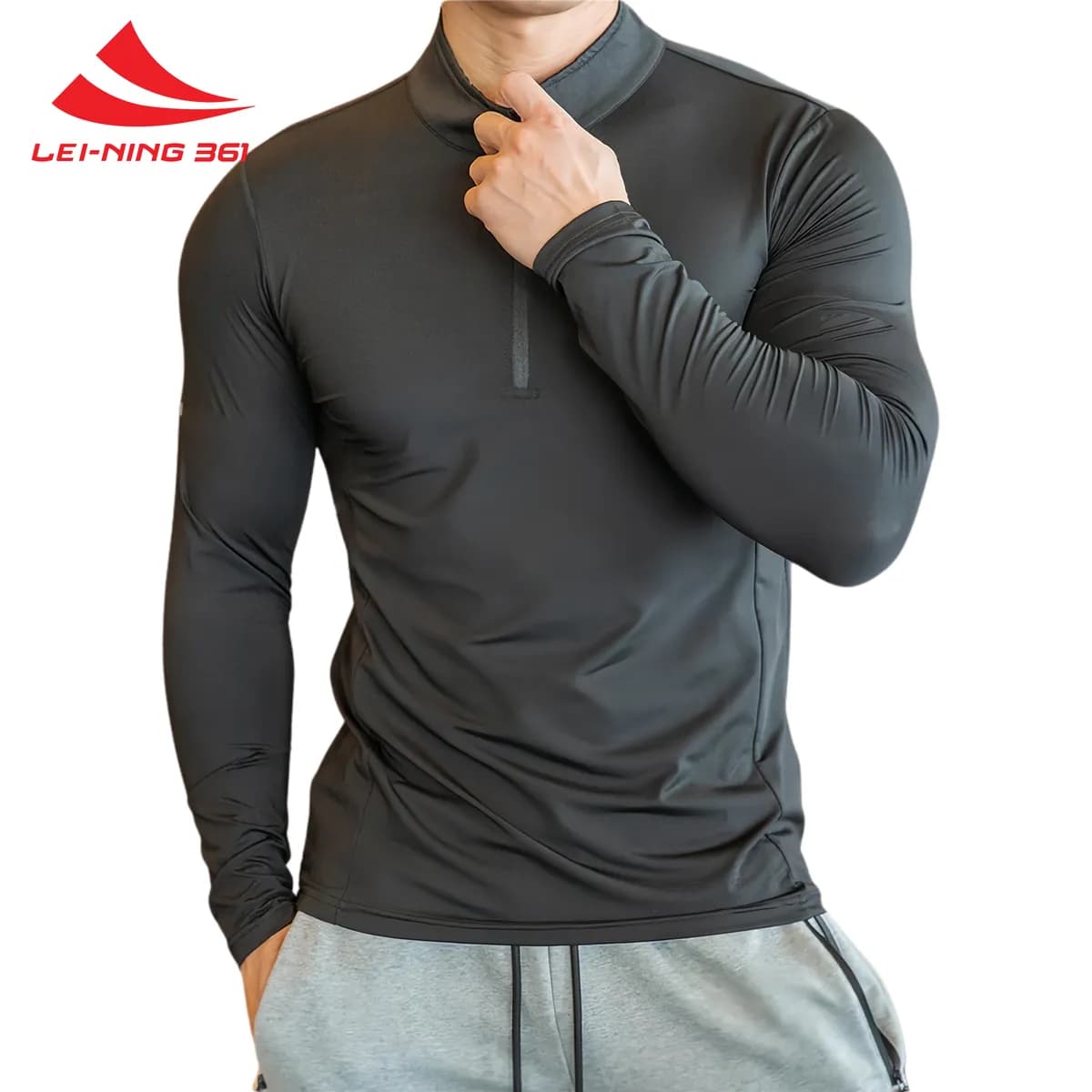 Áo Thun Giữ Nhiệt Dài Tay Lei-Ning 361 Cổ Khóa Kéo-AOGN01.361-2